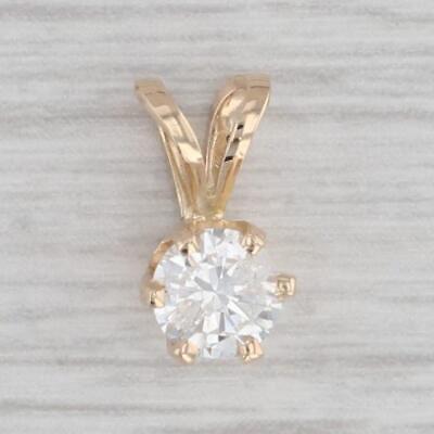 Gray 0.45ct Round Diamond Solitaire pendant 14k Yellow Gold Small Drop