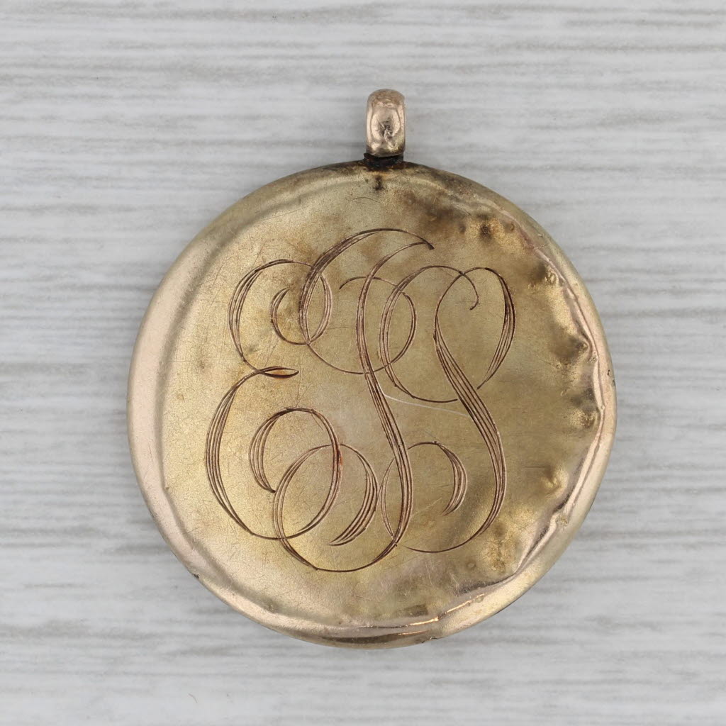 Gray Antique Lion Pendant Medallion 10k Yellow Gold Diamond Engraved Charm