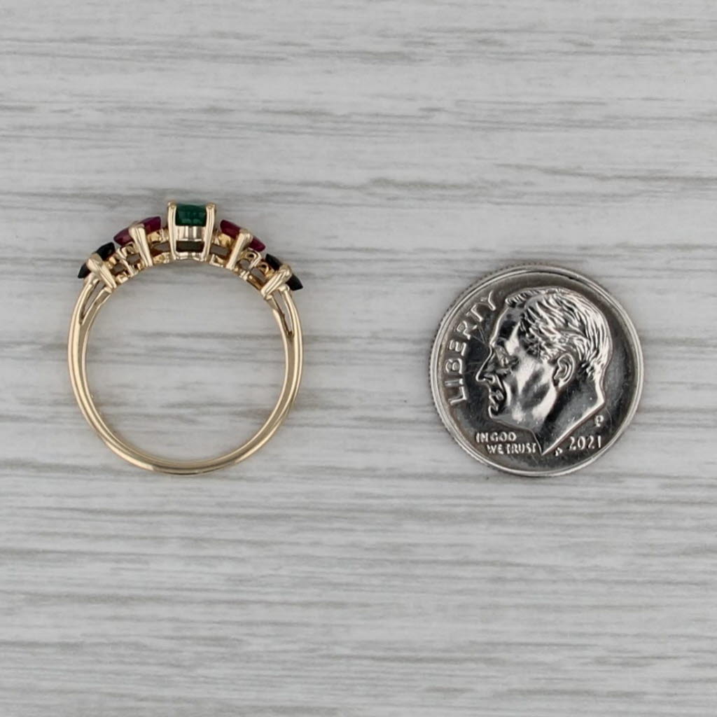 1.26ctw Emerald Ruby Sapphire Ring 14k Yellow Gold Size 6