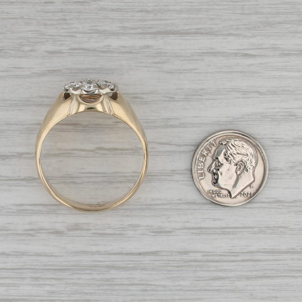 1.75ctw Diamond Cluster Ring Belcher Setting 14k Yellow Gold Sz 14.25 VS1-2 G-H