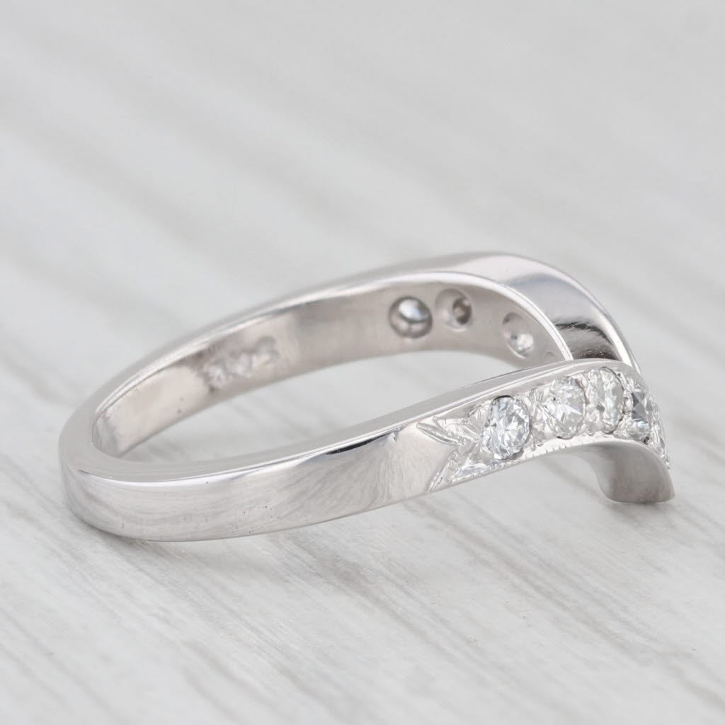 Light Gray 0.32ctw Diamond Contoured Wedding Band 14k White Gold Size 4.5 Stackable Ring