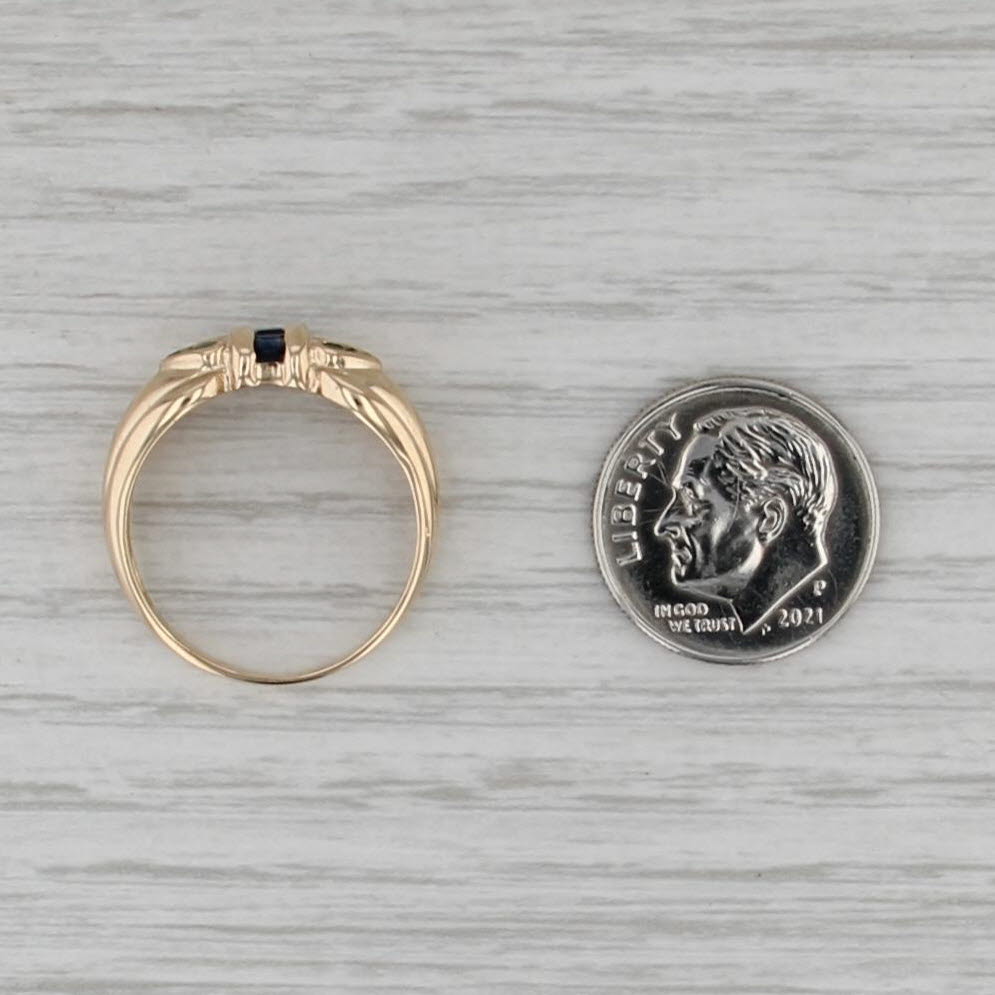 0.40ctw Sapphire Emerald Ring 14k Yellow Gold Size 7.75