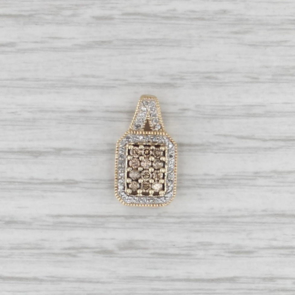 0.39ctw Champagen White Diamond Halo Pendant 10k Yellow Gold