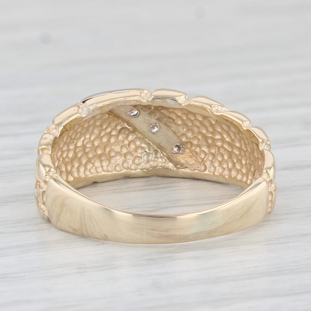Light Gray Diamond Accented Gold Nugget Ring 14k Gold Size 7.5 Wedding Band