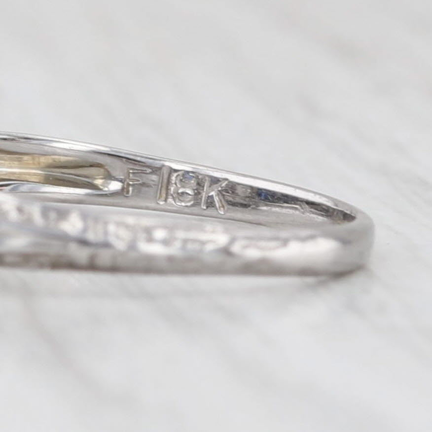 Light Gray Diamond Lab Created Sapphire Filigree Ring 18k White Gold Size 5.5 Stackable