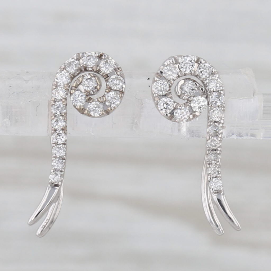 0.25ctw Diamond Swirl Drop Earrings 10k White Gold Hook Posts