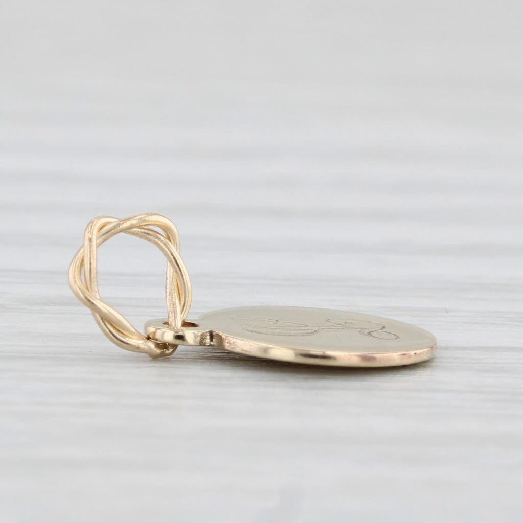 Light Gray Small Engraved Letter Initial "L" Charm 14k Yellow Gold Pendant