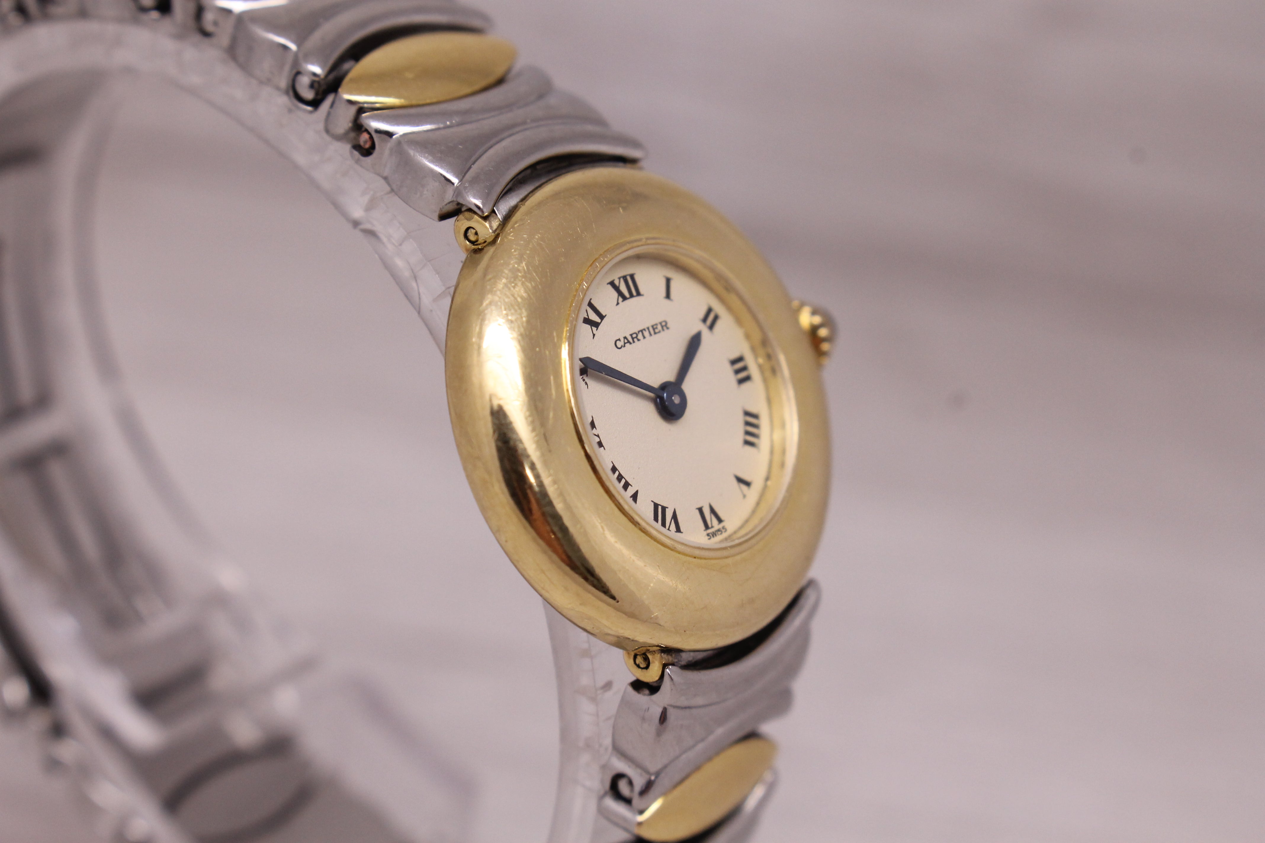 Vintage Cartier Baignoire 24mm Ladies 18k & Steel Quartz Wrist Watch 8057908C