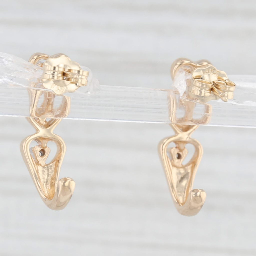 Light Gray Diamond Journey Hearts J-Hook Drop Earrings 14k Yellow Gold