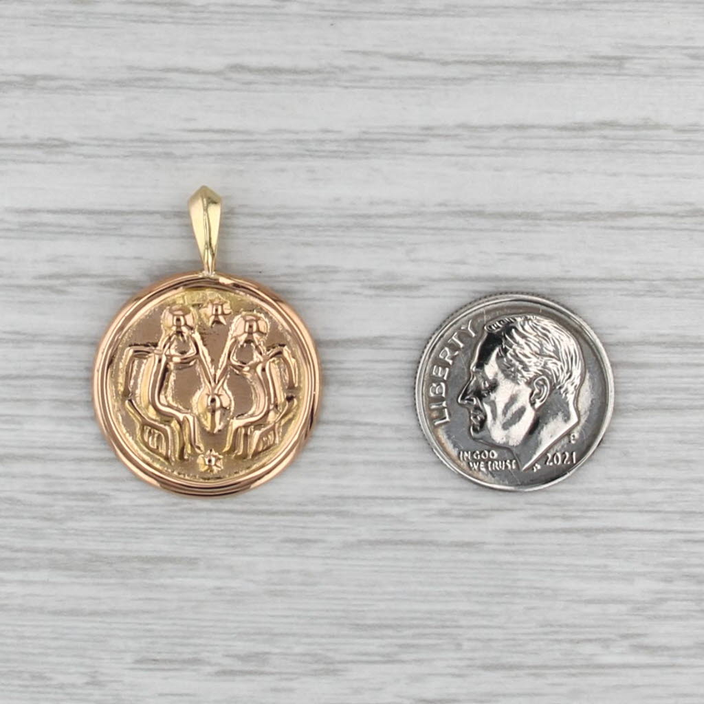 Figural Tribal Coin Pendant 21k Rose Yellow Gold Medallion Token