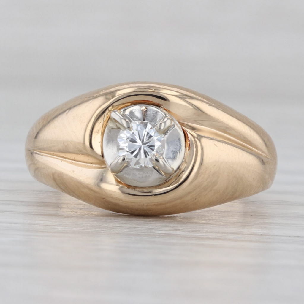 Gray 0.20ct Round Diamond Solitaire Ring 14k Yellow Gold Size 6.25 Vintage
