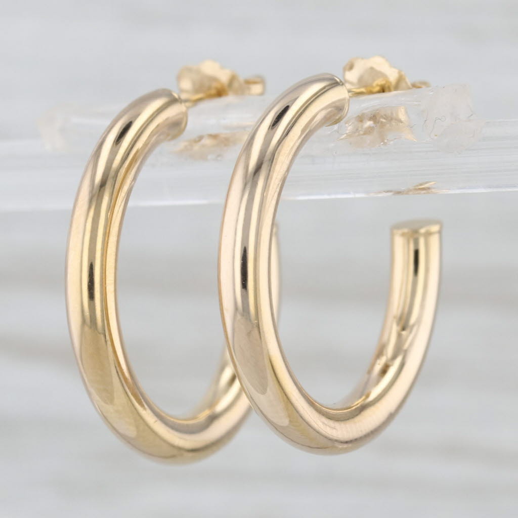 Hoop Earrings 14k Yellow Gold Pierced Round Hoops