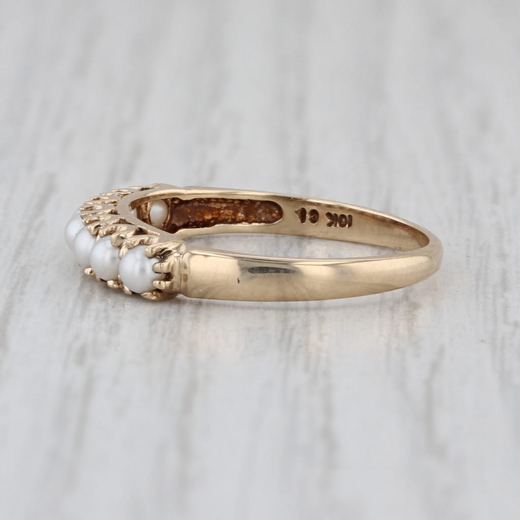 Vintage Cultured Pearl Ring 10k Gold Size 8.75 Stackable Bridal Anniversary