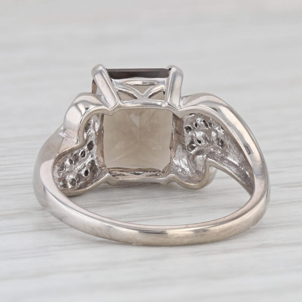 Light Gray 3.47ctw Smoky Quartz Diamond Ring 10k White Gold Size 7