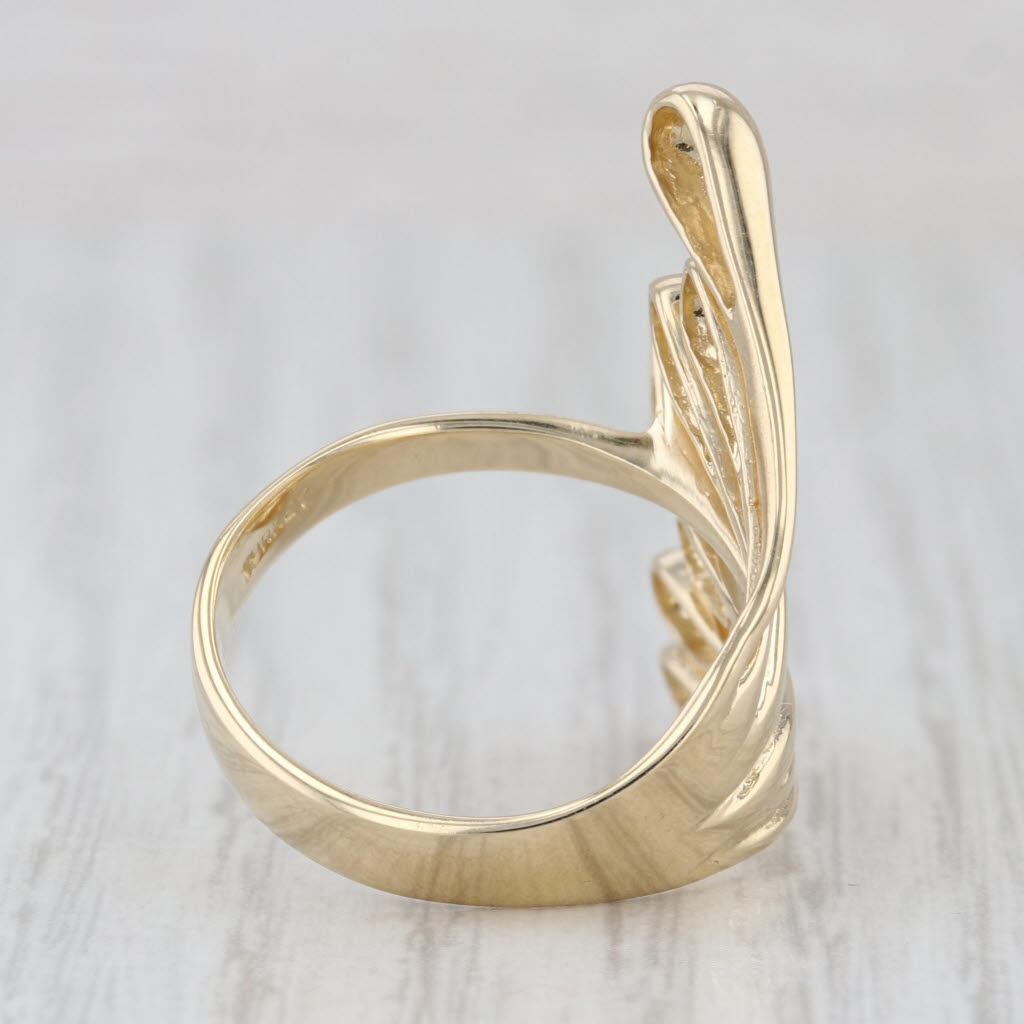 Abstract Tapering Drop Ring 14k Yellow Gold Size 7-7.25 Statement