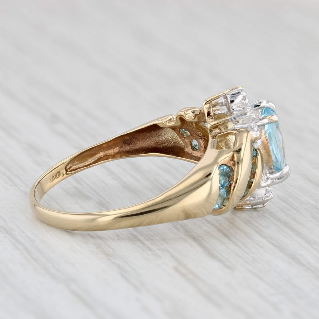 Light Gray 1.26ctw Marquise Blue Topaz Diamond Ring 10k Yellow Gold Size 8.75