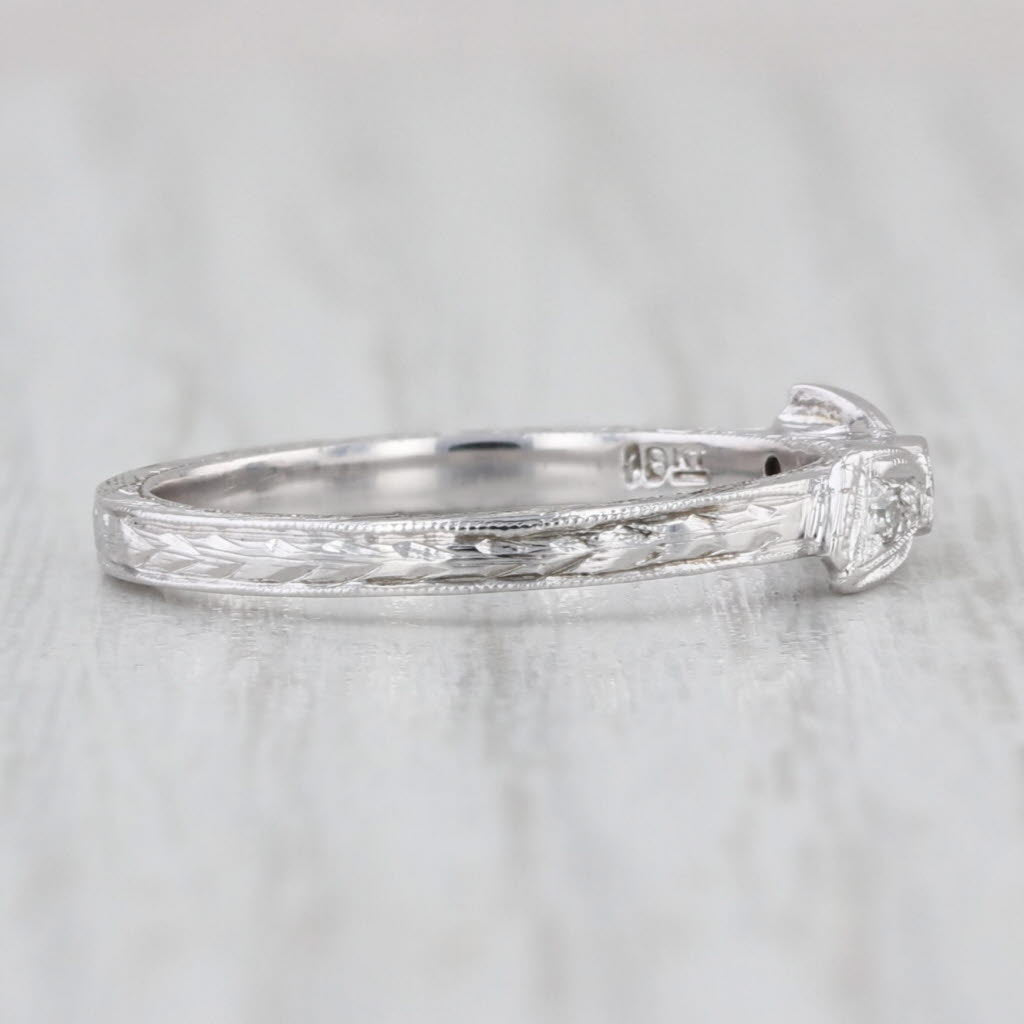 Diamond Bow Ring 18k White Gold Size 6 Stackable Wedding Band