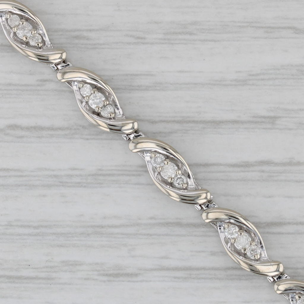 Gray 0.85ctw Diamond Bracelet 10k White Gold 7" 5mm
