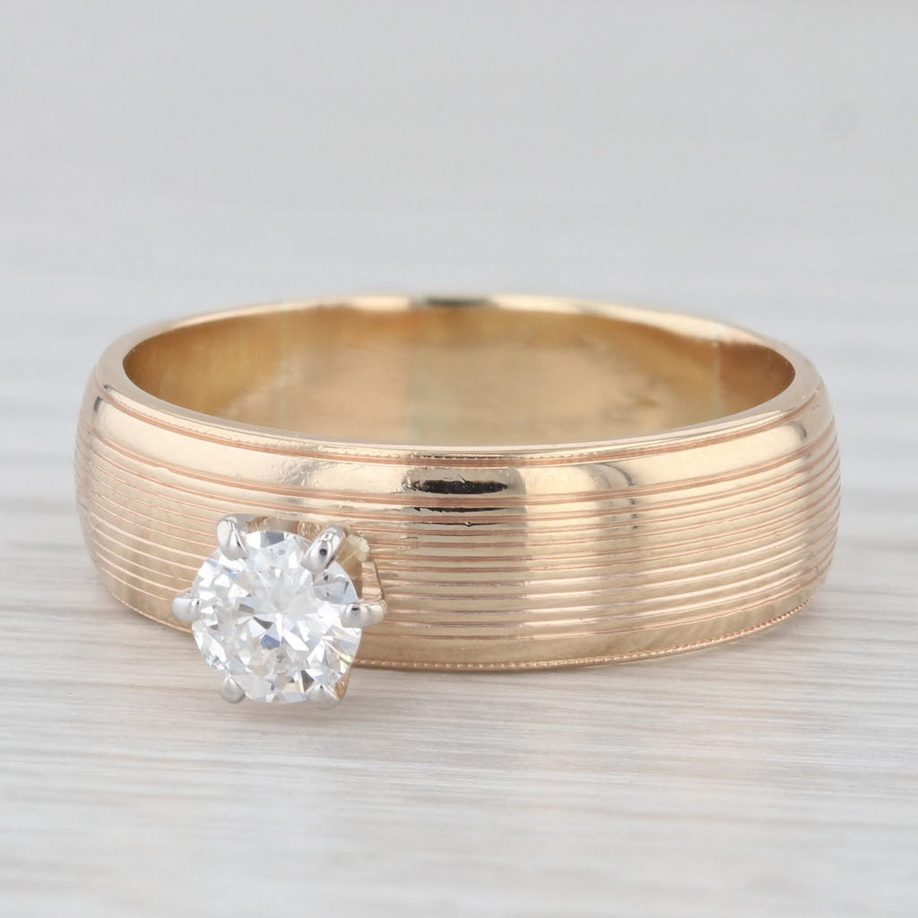 Light Gray 0.33ct Round Solitaire Diamond Engagement Ring 14k Yellow Gold Size 8