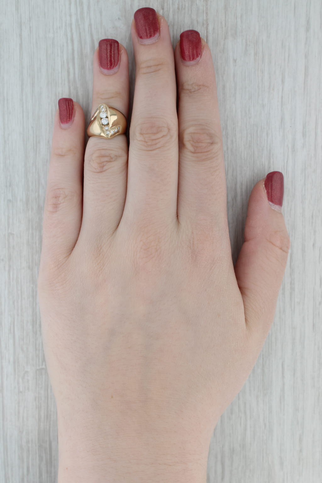 Gray 0.34ctw Diamond Bypass Ring 14k Yellow Gold Size 4.25