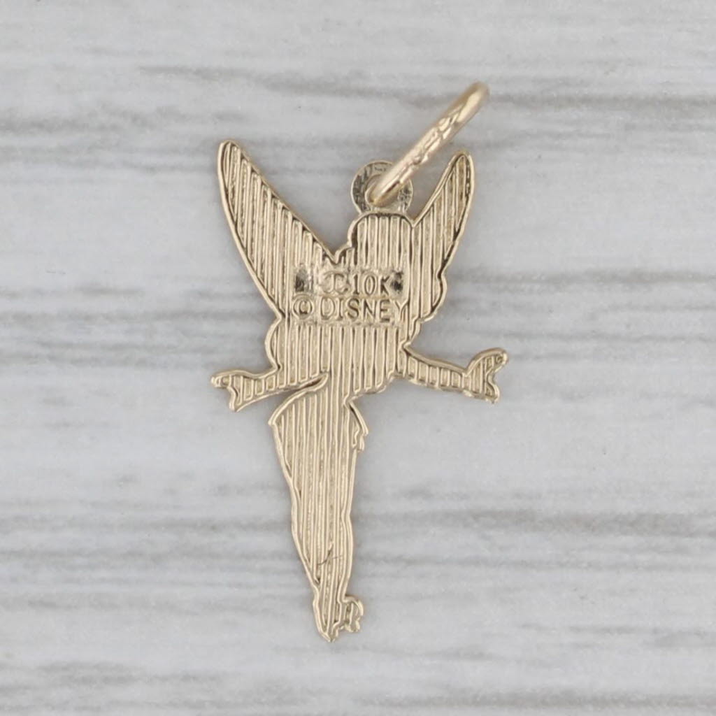 Gray Disney Tinker Bell Charm 10k Yellow Gold Peter Pan Cartoon Character Pendant