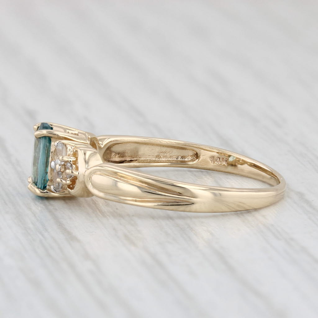 Light Gray 1.20ctw Oval Blue Zircon Ring 14k Yellow Gold Size 8 Engagement