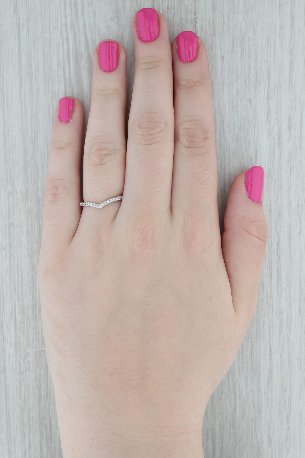 Gray 0.15ctw Diamond Contoured Ring Guard Stackable Wedding Band Sz 8 10k White Gold