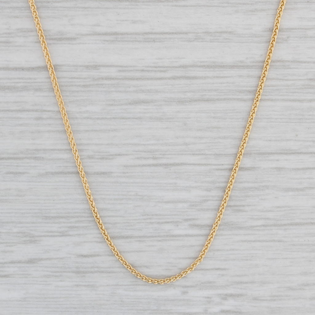 Gray New Round Wheat Chain Necklace 14k Yellow Gold 16" 1mm