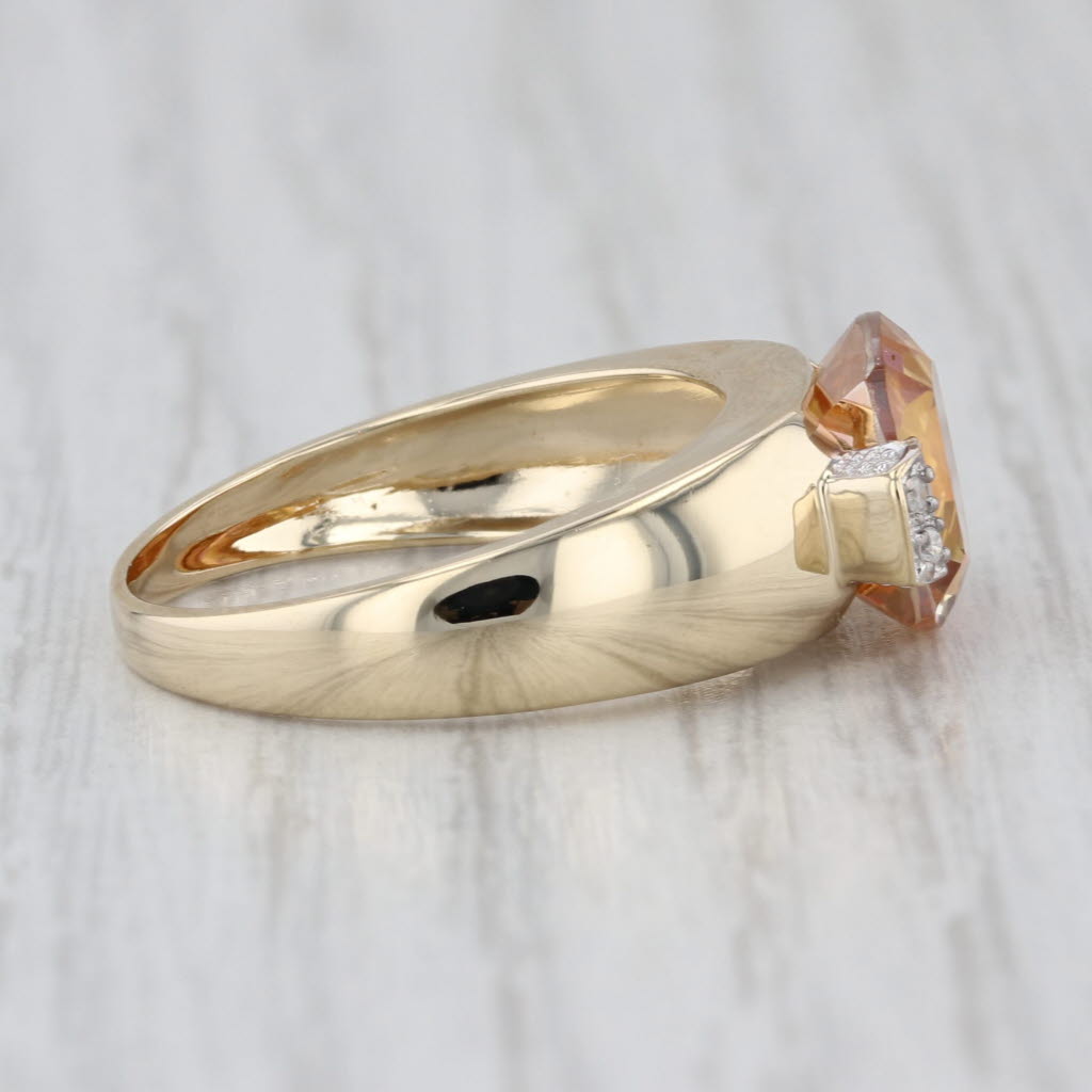 3.52ctw Orange Mystic Topaz Diamond Ring 14k Yellow Gold Size 7.25