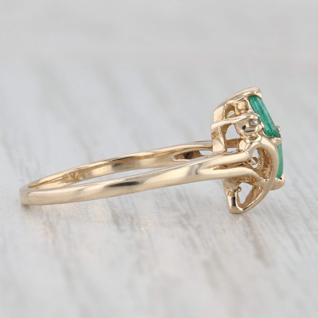 Light Gray 0.30ctw Green Beryl Emerald Diamond Ring 10k Yellow Gold Size 7