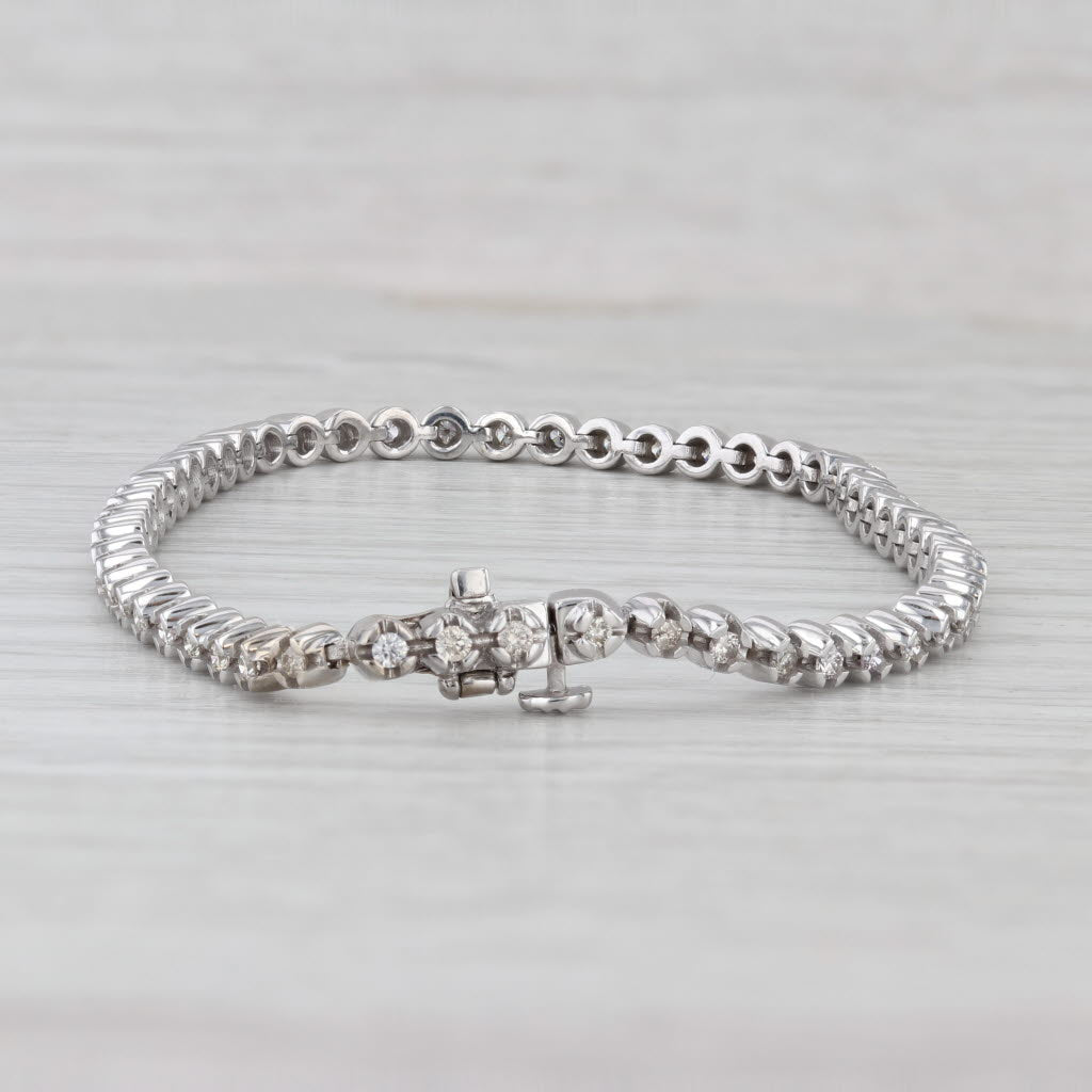 0.80ctw Diamond Tennis Bracelet 10k White Gold 6.75" 3mm