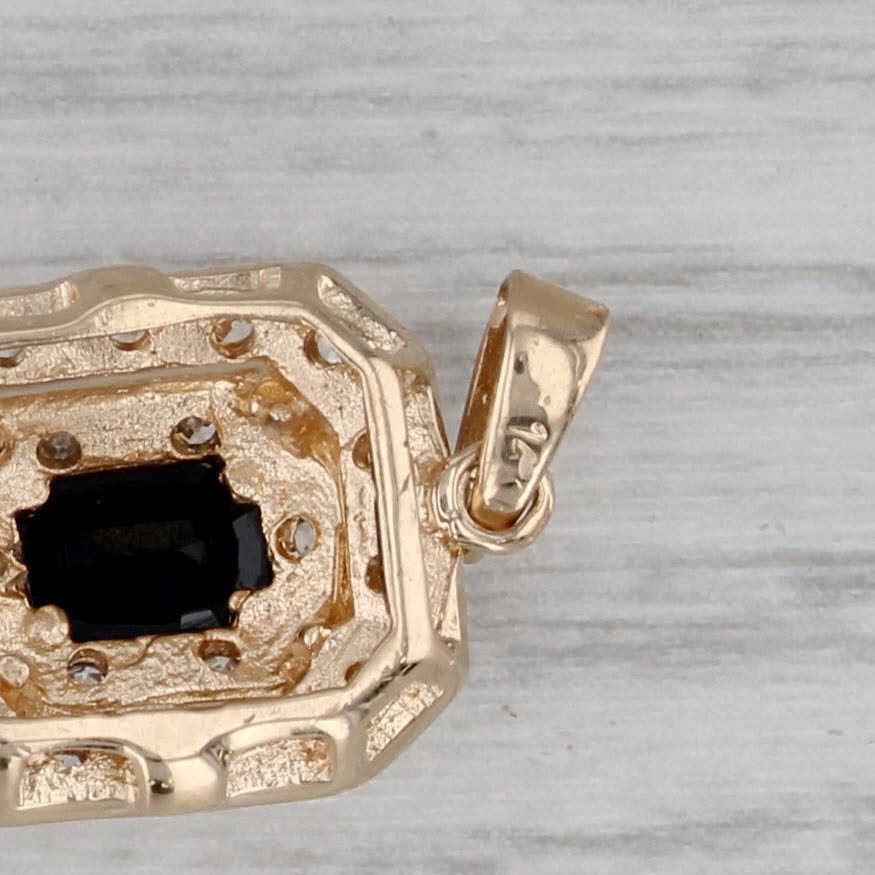 Gray 0.63ctw Blue Sapphire Diamond Halo Pendant 14k Yellow Gold