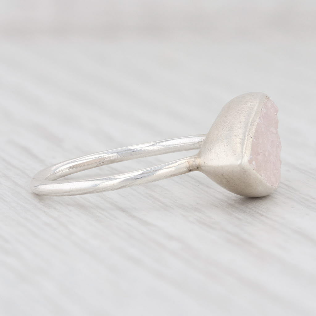 New Nina Wynn Ring Druzy Pink Sand Quartz Sterling Silver Size 7 Statement