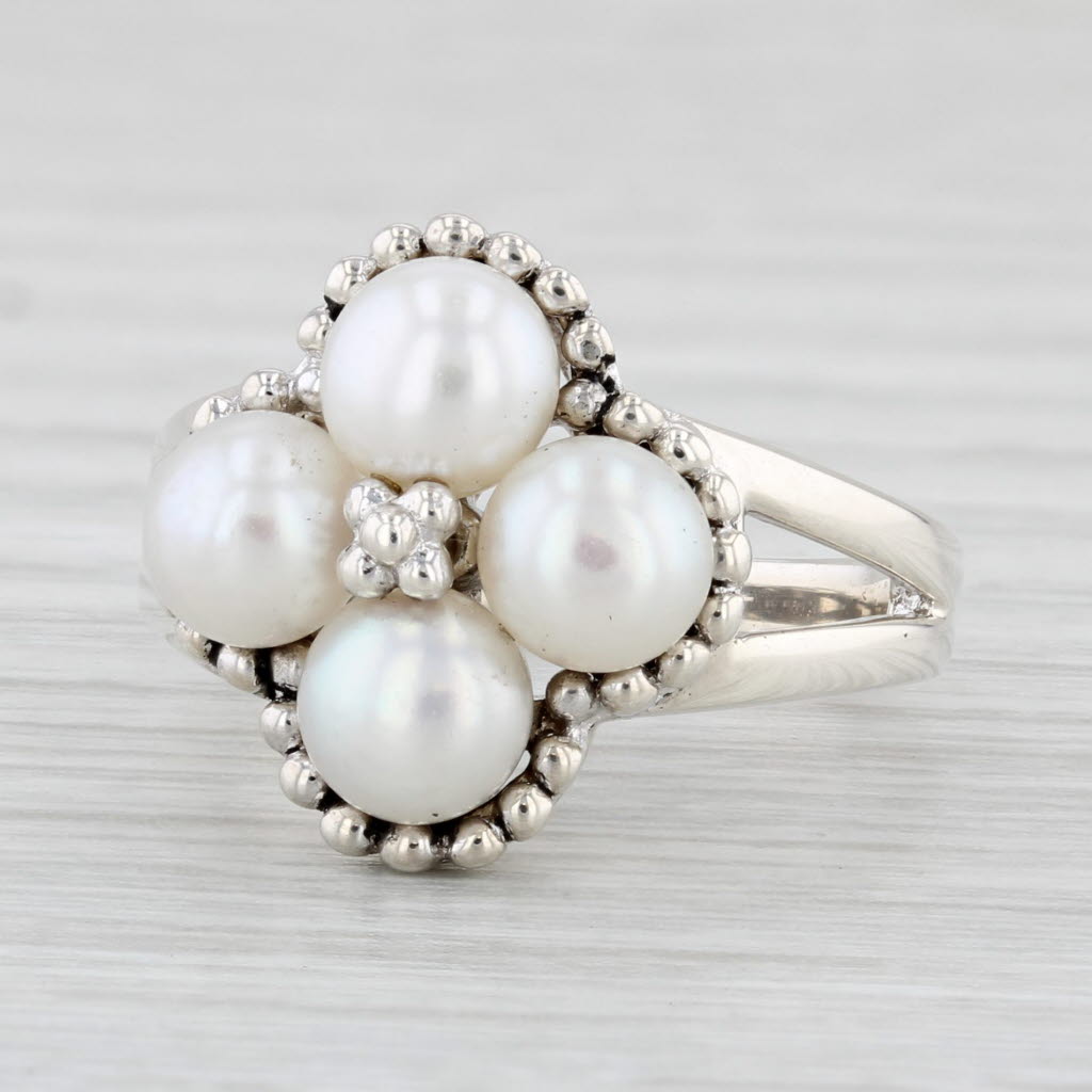Light Gray Honora Cultured Pearl Cluster Ring Sterling Silver Size 6