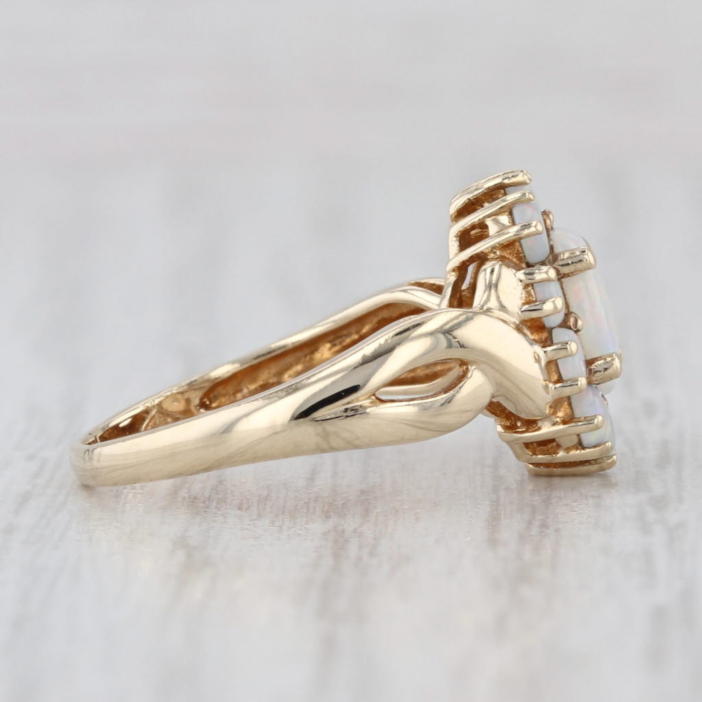 Opal Cabochon Halo Ring 10k Yellow Gold Size 6