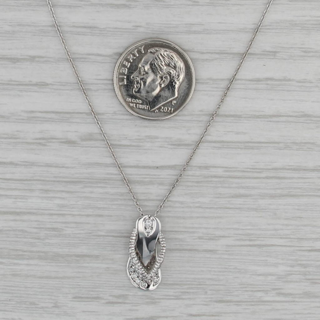 Roberto Coin Flip Flop Pendant Necklace 18k White Gold 16" Cable Chain