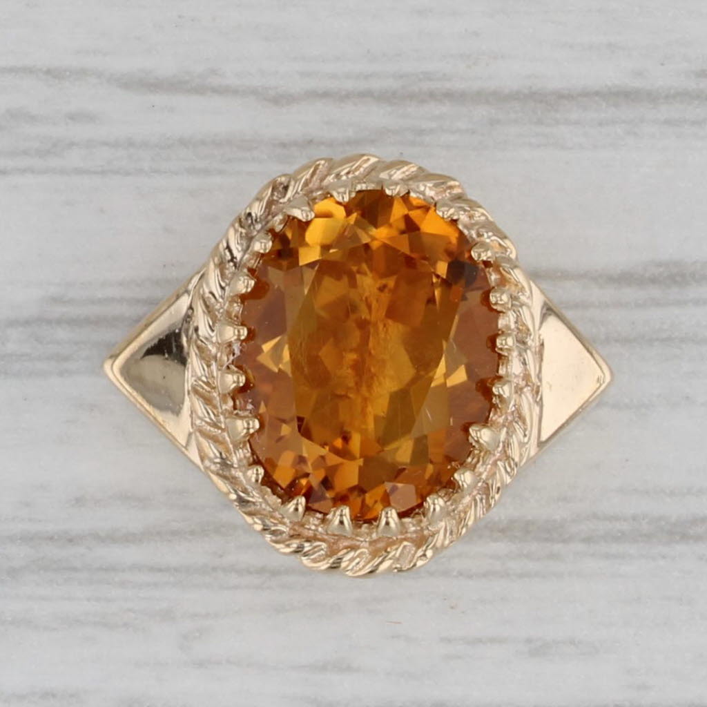 Gray 2.45ct Citrine Slide Bracelet Charm 14k Yellow Gold Vintage