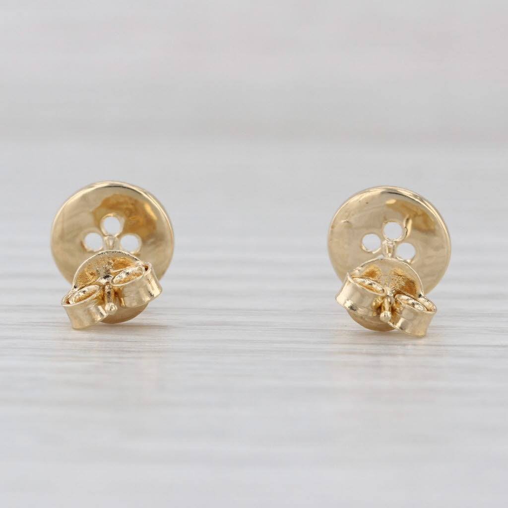 Button Stud Earrings 18k Yellow Gold Small Round Studs