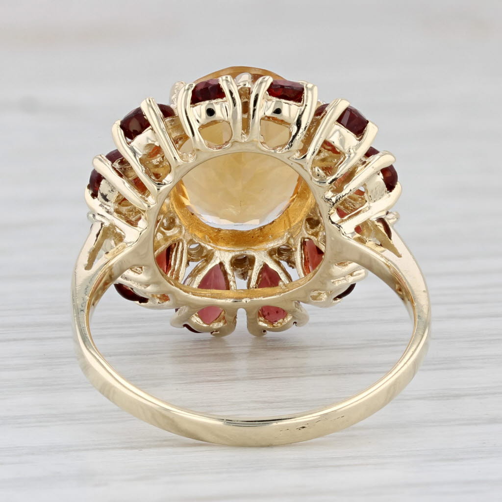 Light Gray 7.46ctw Oval Citrine Garnet Halo Cocktail Ring 10k Yellow Gold Size 9.25