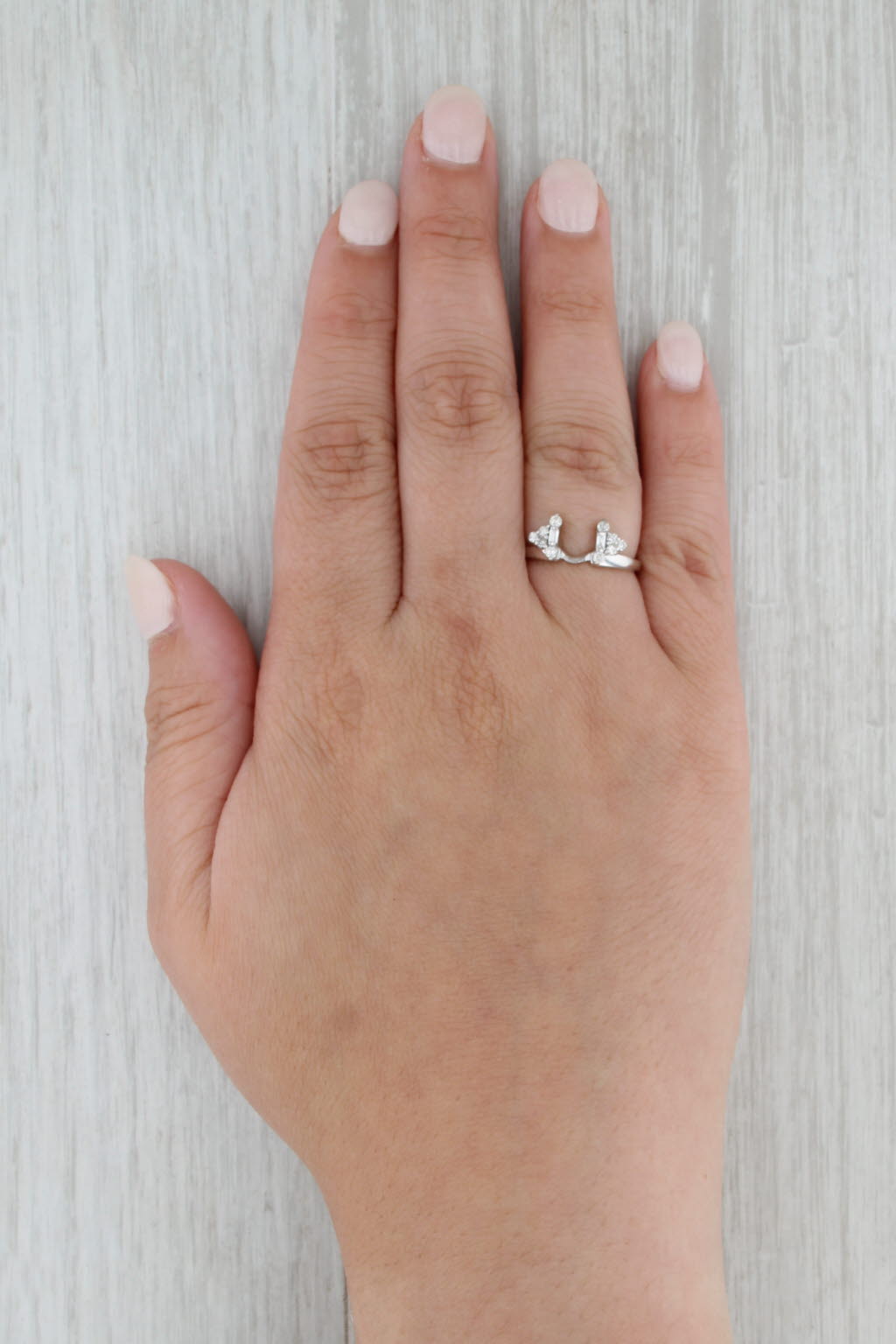 0.26ctw Diamond Ring Ehancer Guard Jacket 14k White Gold Wedding Band Size 6.5