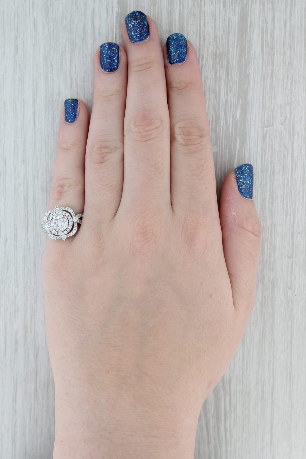 Gray 1.07ctw Round Diamond Halo Ring 14k White Gold Size 6.75 Cocktail Engagement