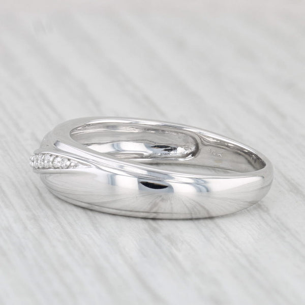 Diamond Accented Men's Wedding Band 14k White Gold Size 9.75 Ring