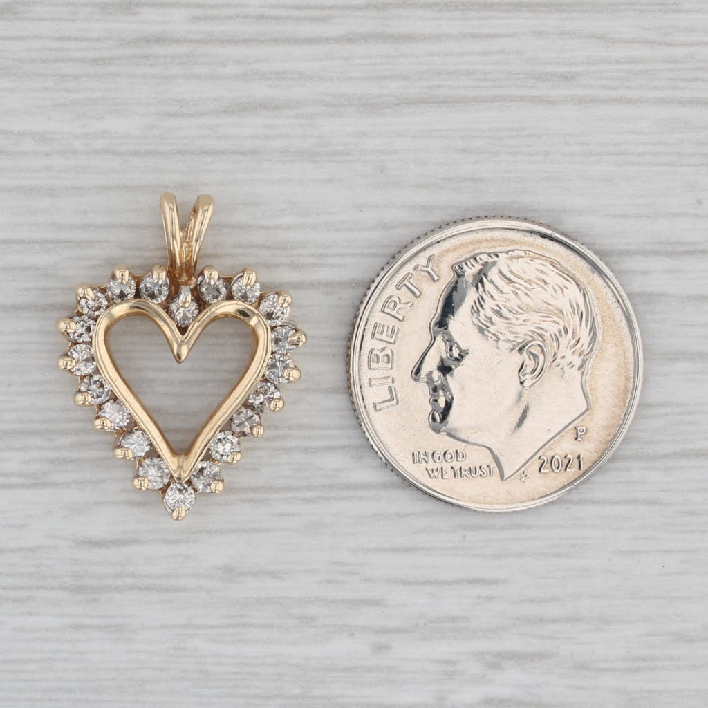 Gray 0.45ctw Diamond Open Heart Pendant 10k Yellow Gold