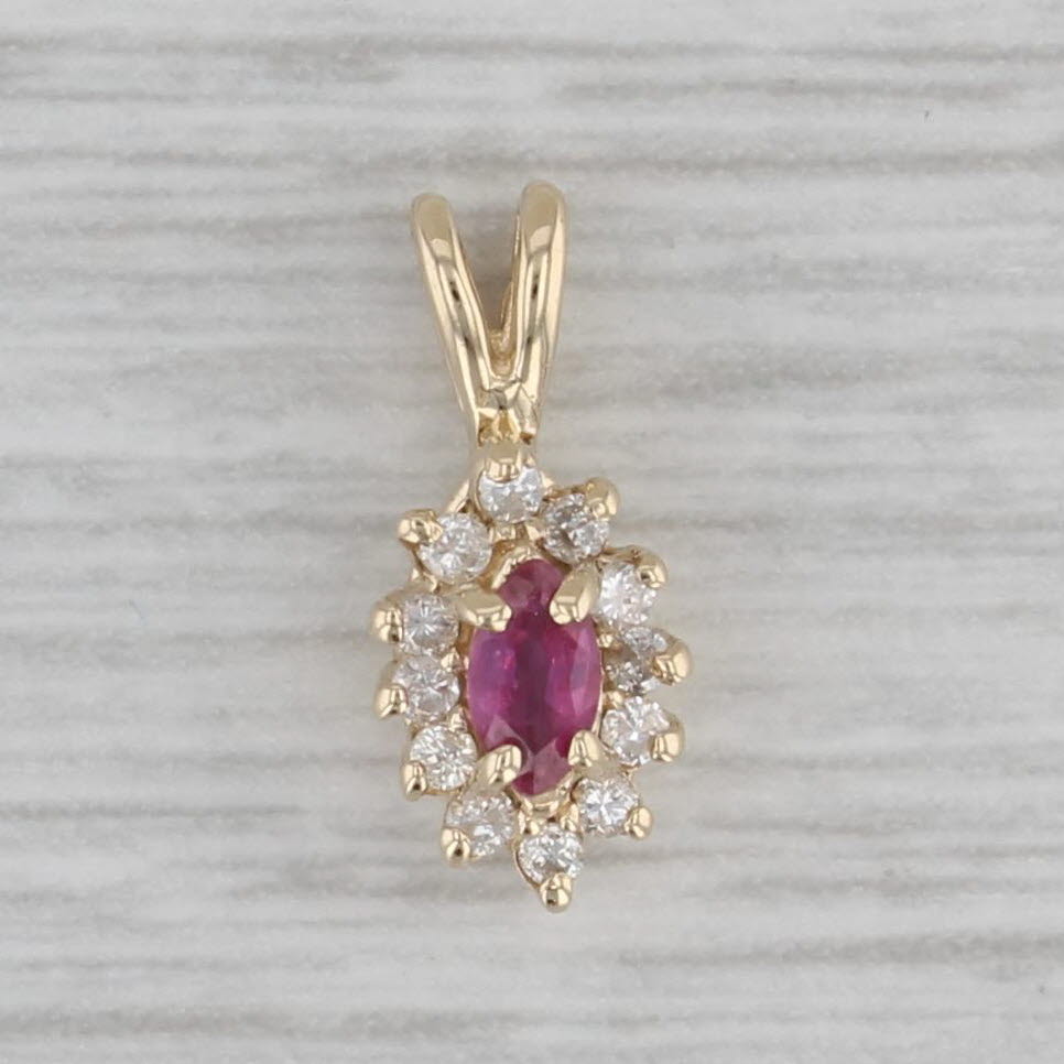 Gray Small 0.22ctw Ruby Diamond Halo Pendant 14k Yellow Gold