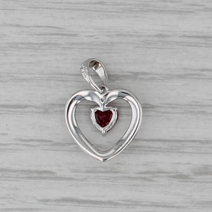 0.48ct Ruby Open Heart Pendant 14k White Gold Charm