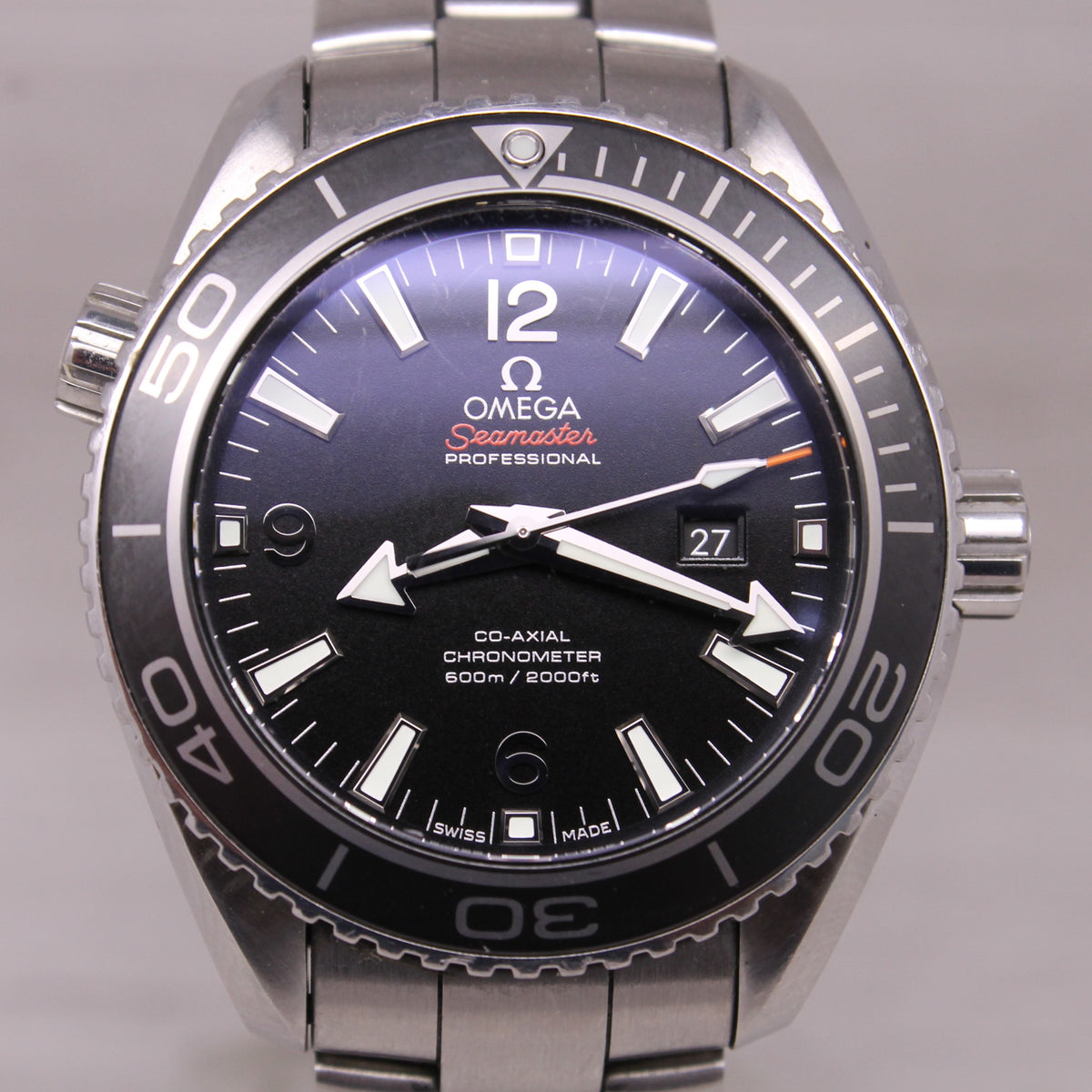 Omega Seamaster Planet Ocean Midsize 37.5mm Steel Automatic Diver Watch Box Card