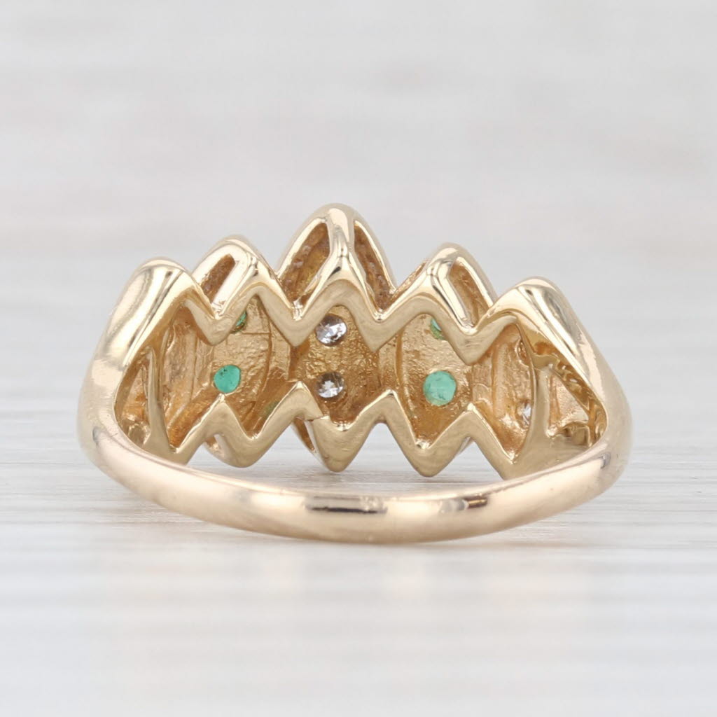Light Gray 0.42ctw Emerald Diamond Ring 14k Yellow Gold Size 5.5 Tiered Marquise