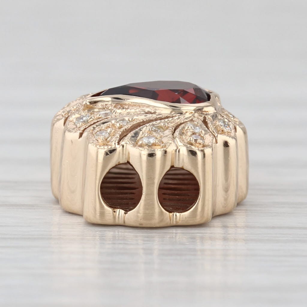 Joshua 1.60ctw Garnet Heart Diamond Slide Bracelet Charm 14k Yellow Gold Vintage