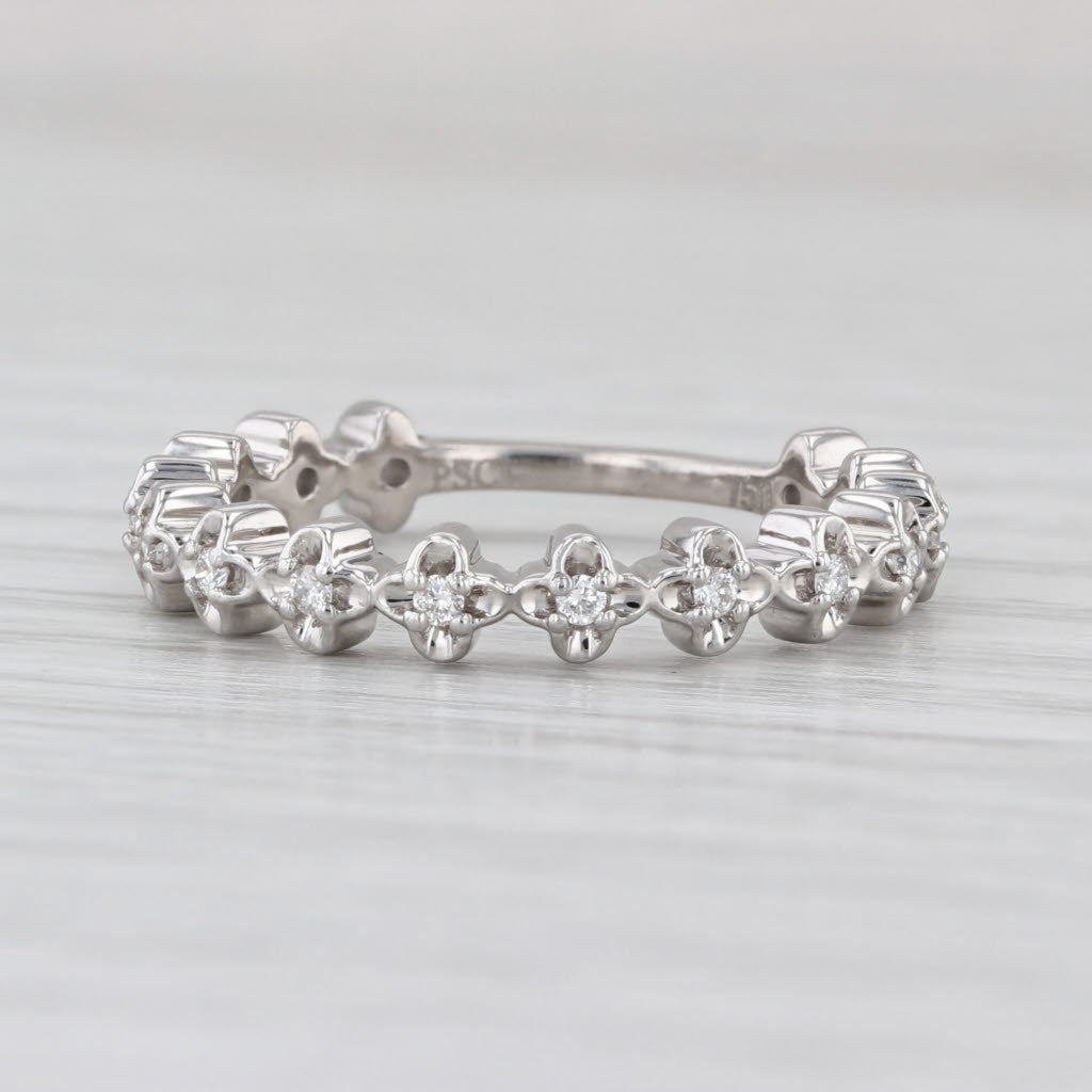 0.18ctw Diamond Wedding Anniversary Band 18k White Gold Stackable Size 6.5