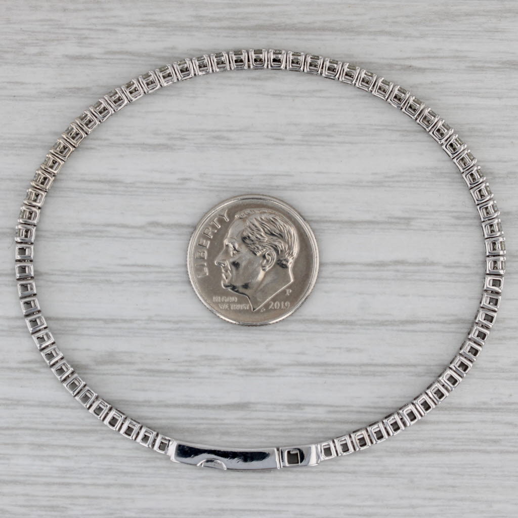 Gray 2ctw Diamond Tennis Bangle Bracelet 14k White Gold 7" 2.6mm Snap Clasp